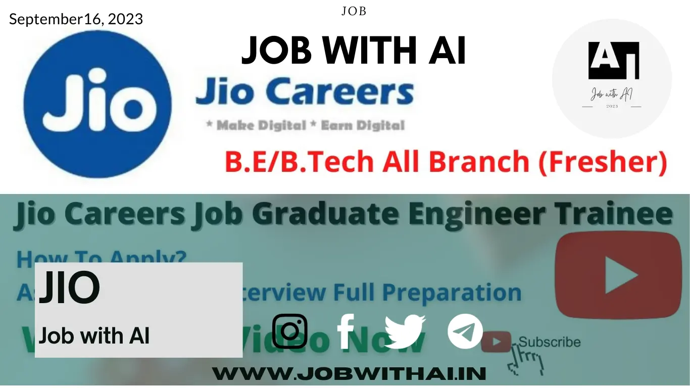 Jio Freshers Wanted for Graduate Engineer Trainee